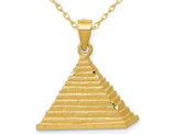 14K Yellow Gold Pyramid Charm Pendant Necklace with Chain
